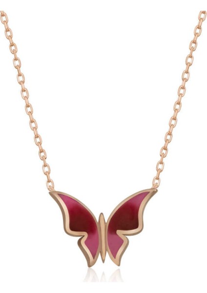 Gümüş Rose Minimal Kelebek Kadın Kolye CSR2180797