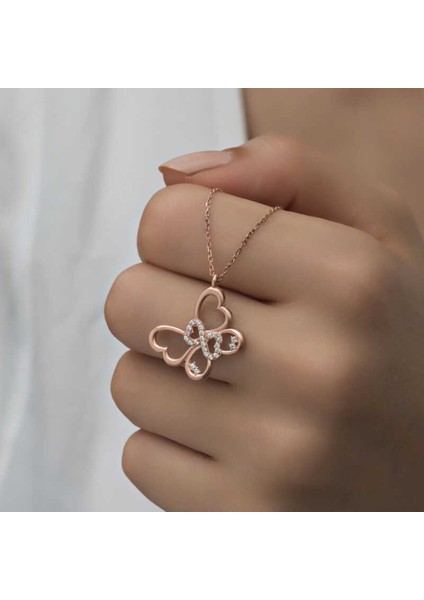 Gümüş Rose Sonsuzluk Kelebek Kadın Kolye CSR2180866