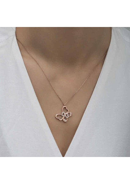 Gümüş Rose Sonsuzluk Kelebek Kadın Kolye CSR2180866