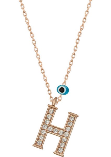 Gümüş Nazar Rose H Harfi Kadın Kolye CSR2184406