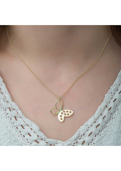 ​​Gümüş Gold Kelebek Kadın Kolye CSR2180716 fiyatları