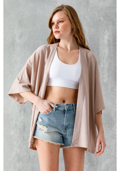 Kadın Yarım Kol Kısa Bürümcük Kimono