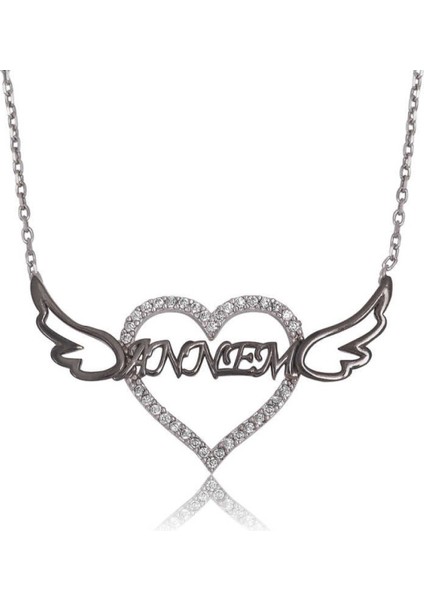 Gümüş Annem Yazılı Kalp Kadın Kolye CSR2180387