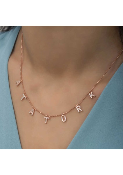 Gümüş Rose Atatürk Yazılı Kadın Kolye CSR2183912 fırsatları
