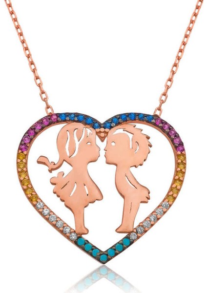 Gümüş Iki Aşık Kalpli Kadın Kolye CSR2180310