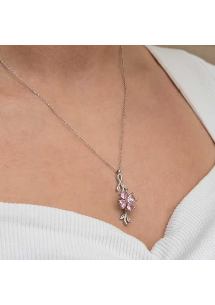 Gümüş Dönen Pembe Yonca Kadın Kolye CSR2181109 indirimleri