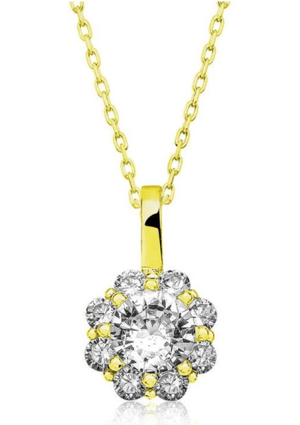 Gümüş Gold Çiçek Kolye CSR2180747