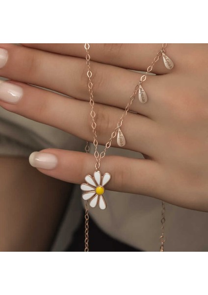 Gümüş Rose Papatya Seviyor Sevmiyor Kadın Kolye CSR2180806 modelleri