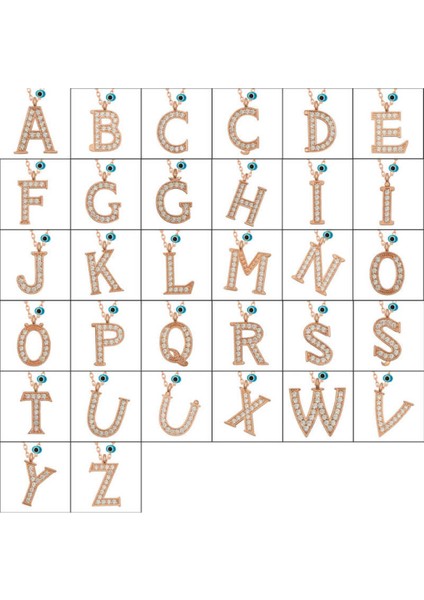 Gümüş Nazar Rose E Harfi Kadın Kolye CSR2184403 fiyatları