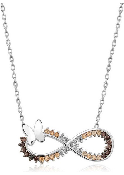 Gümüş Kelebekli Sonsuzluk Kolye CSR2182919