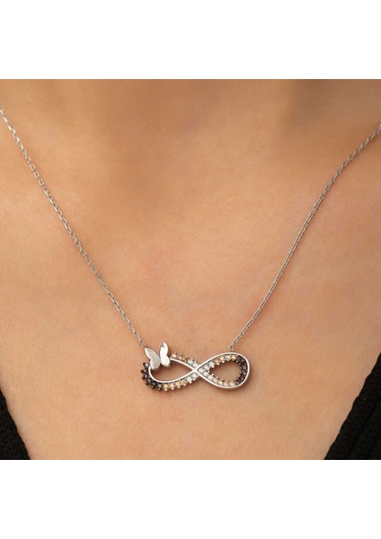 Gümüş Kelebekli Sonsuzluk Kolye CSR2182919 fiyatları