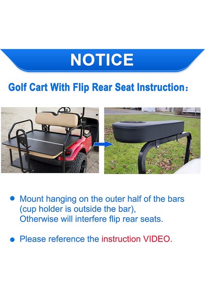 Bardak Tutuculu Golf Arabası Kol Dayama, Club Car Ezgo Yamaha Arka Koltuk Takımı Için Içecek Tutucu Siyah (Yurt Dışından) fırsatları