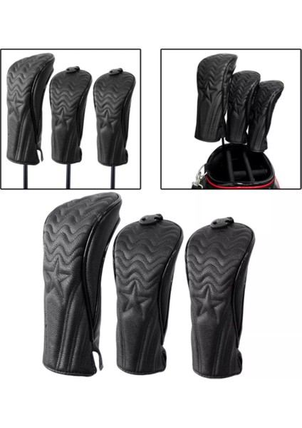 Golf Eğitim Ekipmanları Pu Golf Topluğu Kapağı Isteka Kapağı Golf Ahşap Çubuk Kapağı Desen Yıldız Işaret Koruma Kapağı (No. 3) (Yurt Dışından) fırsatları