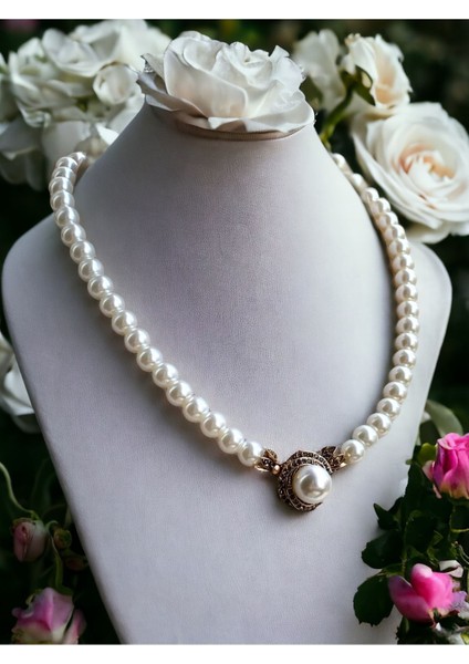 Zirkon Taşlı Sarmal Tek Sıra İnci Kolye fiyatları