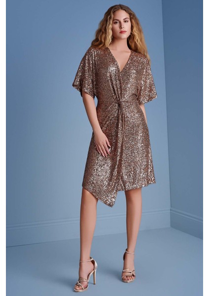 Anvelop Bronz Payetli Elbise