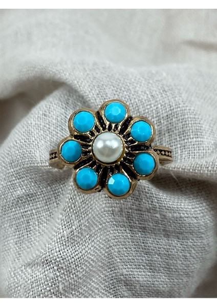 Turkuaz Taşlı Elmas Salkım Yüzük indirimleri