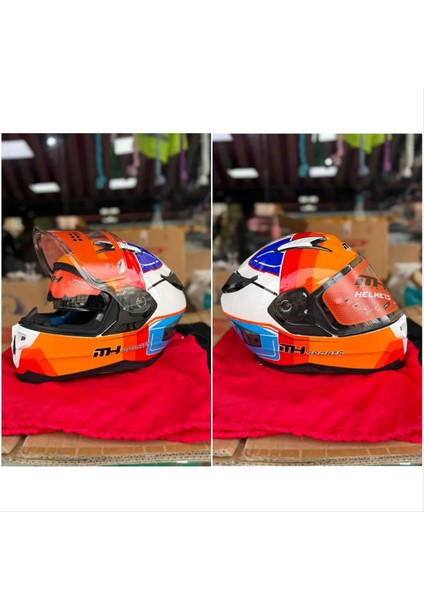 Mh Sport Turuncu Güneş Gözlüklü Kask