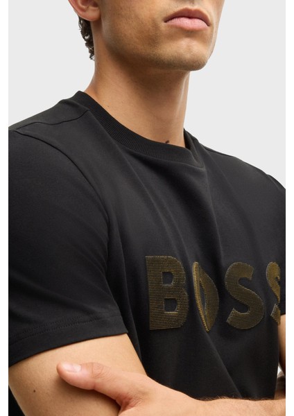 Streç Pamuklu Regular Fit Büyük Logolu T Shirt Erkek T Shirt 50535170 001 fırsatları