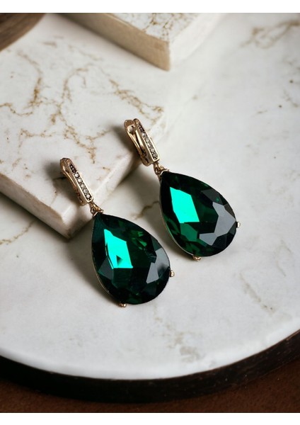 Kristal Taşlı Büyük Su Damlası Sallantılı Küpe fiyatları