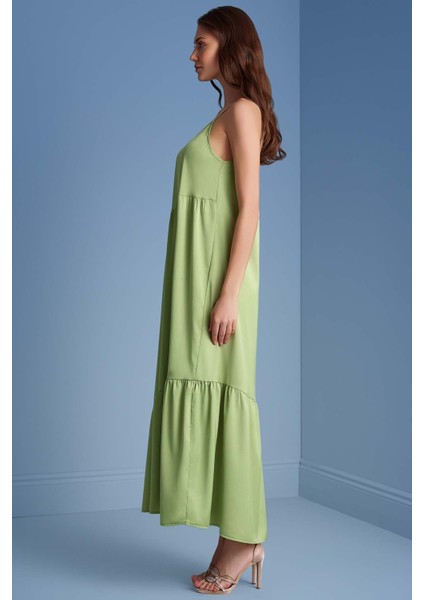 Ribana Yaka Yeşil Saten Elbise modelleri