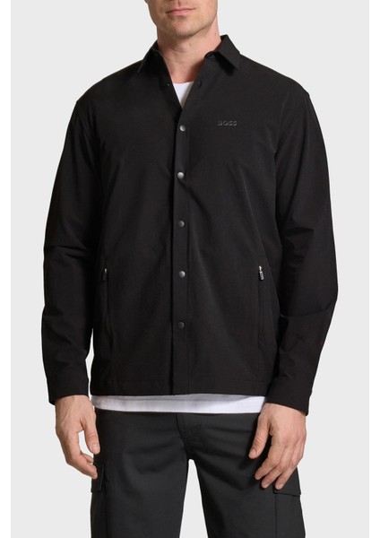 Streç Su Itici Logolu Relaxed Fit Kent Yaka Gömlek Erkek Gömlek 50533265 001