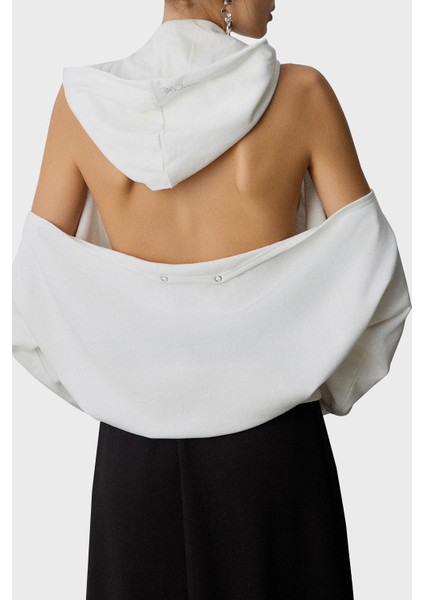 Taşlı Pamuklu Regular Fit Sırt Dekolteli Kapüşonlu Bluz Bayan Bluz 053 fırsatları