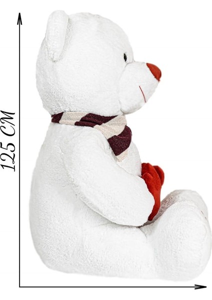 Pandamkee 125 cm Çift Kalp Tutan Fularlı Masum Ayıcık
