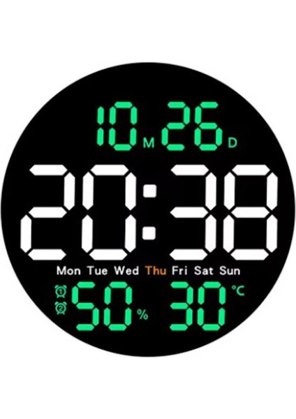 Sanec Dijital Duvar Saati Derece Tarih Nem Gün Alarmlı (Kasa Ölçüsü 25X25 cm)