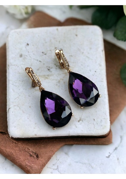 Kristal Taşlı Büyük Su Damlası Sallantılı Küpe fiyatları