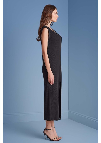 V Yaka Siyah Kaşkorse Elbise fırsatları