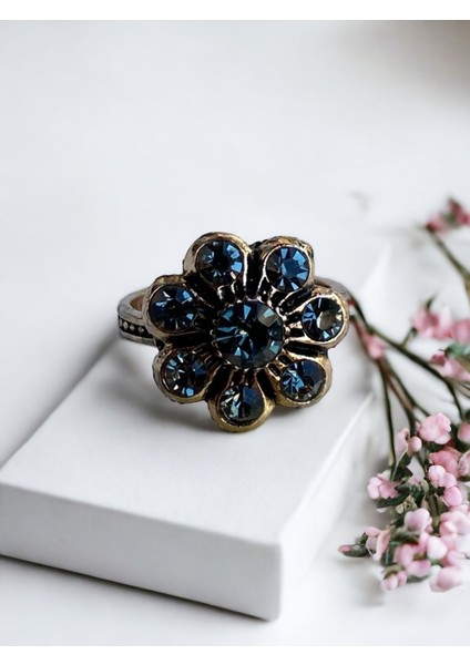 Turkuaz Taşlı Elmas Salkım Yüzük fiyatları