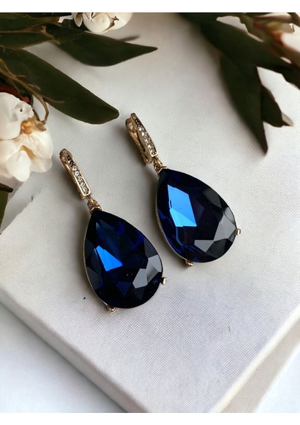 Kristal Taşlı Büyük Su Damlası Sallantılı Küpe fiyatları