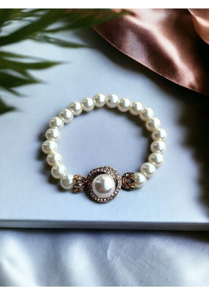 Zirkon Taşlı Sarmal Tek Sıra İnci Bileklik fiyatları