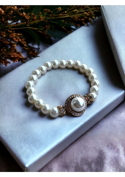 Zirkon Taşlı Sarmal Tek Sıra İnci Bileklik modelleri