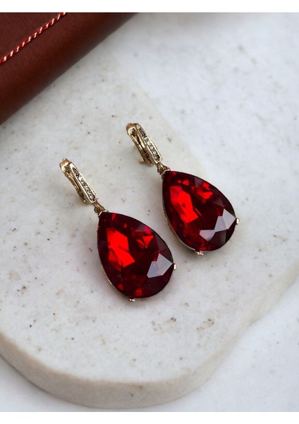 Kristal Taşlı Büyük Su Damlası Sallantılı Küpe fiyatları