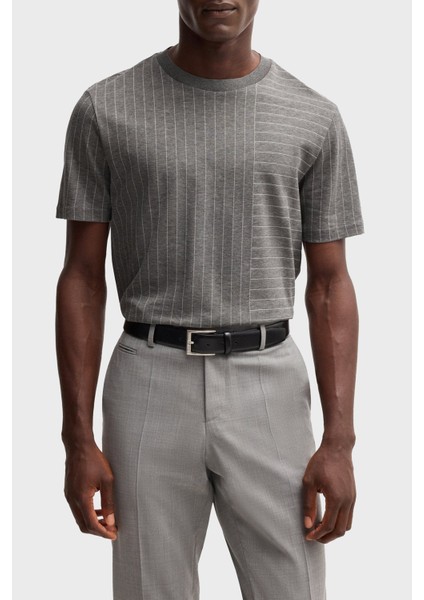 Çizgili Pamuk Regular Fit Bisiklet Yaka T Shirt Erkek T Shirt 50531315 030