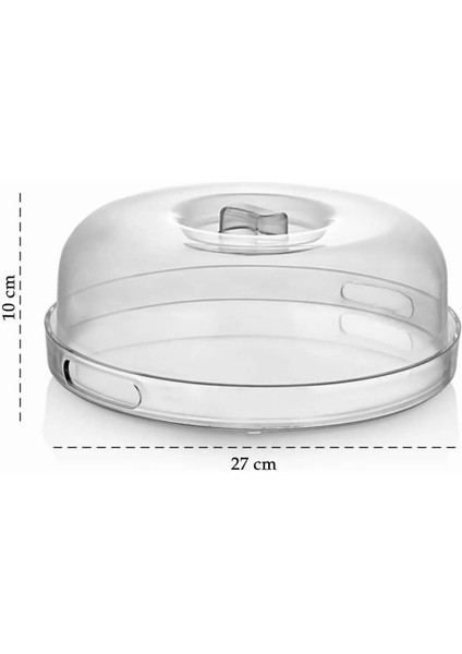 Şık Kristal Kek Fanusu Tutma Saplı 27 cm Ikramlık Sunumluk