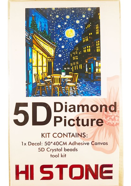 5d Elmas Taş Işleme Kiti 40X50 cm Mavi Gece Desen