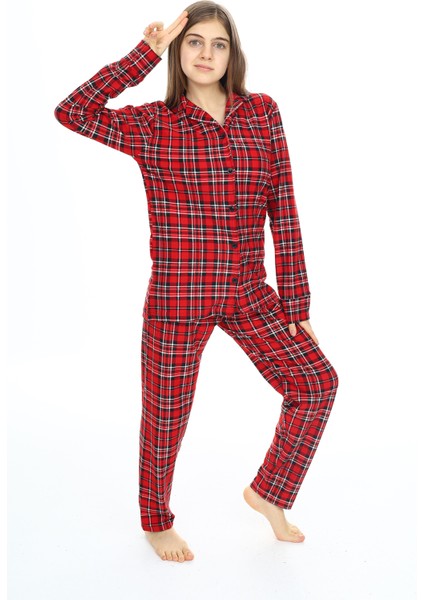 Kız Çocuk Ekose Pijama Takımı 12164