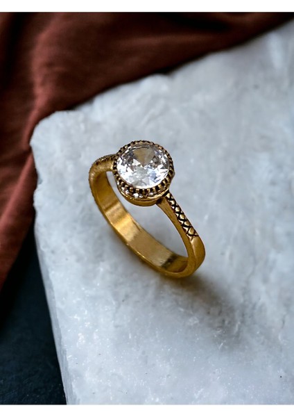 Elmas Montür Zirkon Taşlı Tek Taş Yüzük