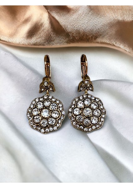 Kristal Taşlı Elmas Montür Küpe