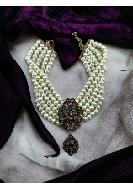 Zirkon Taşlı İnci Tasma Kolye modelleri