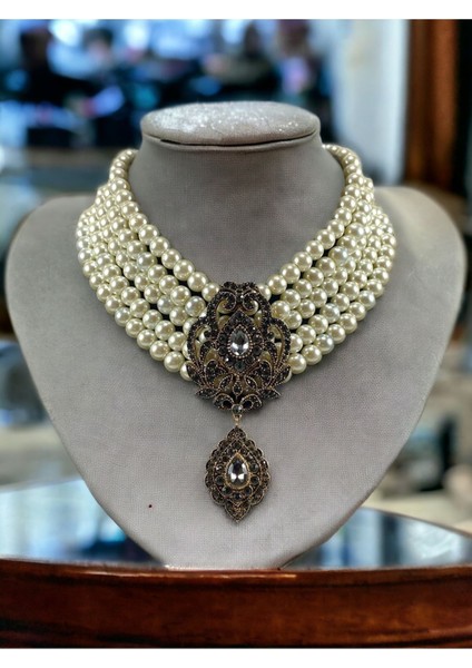 Zirkon Taşlı İnci Tasma Kolye indirimleri