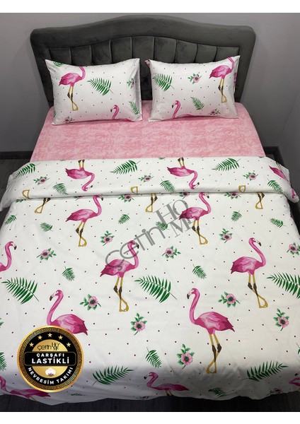 Çetinhome Çarşafı Lastikli Çift Kişilik Nevresim Takımı Flamingo fırsatları