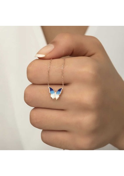 Gümüş Rose Minimal Kelebek Kadin Kolye CSR2180798