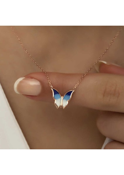Gümüş Rose Minimal Kelebek Kadin Kolye CSR2180798