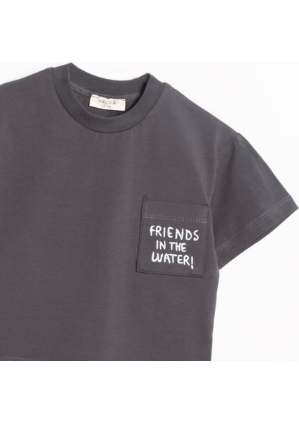 Cepli Takım T-Shirt Şort Unisex Çocuk Nakışlı Yazlık Takım