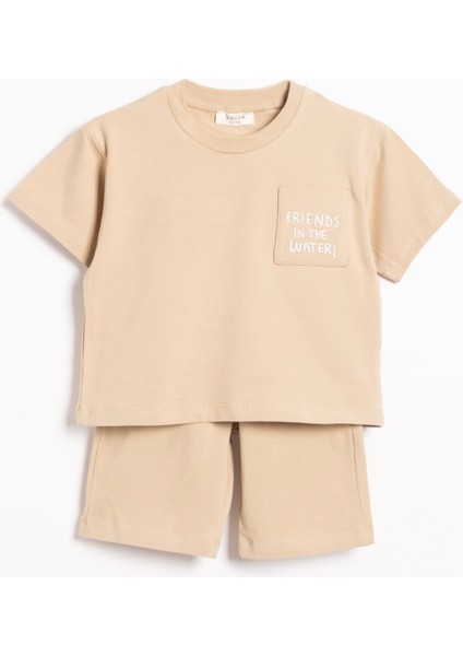 Cepli Takım T-Shirt Şort Unisex Çocuk Nakışlı Yazlık Takım