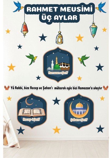 Üç Aylar Rahmet Mevsimi Recep Şaban Ramazan Cam Kapı Duvar Sticker Ramazan Süsü Yapışkanlı