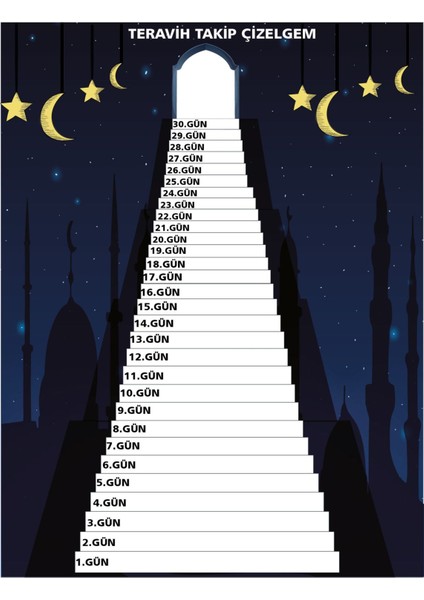 Ramazan Ayıtemalı Sticker Seti Teravih Namaz Çizelgesi Ramazan Eğitici Cam Duvar Sticker